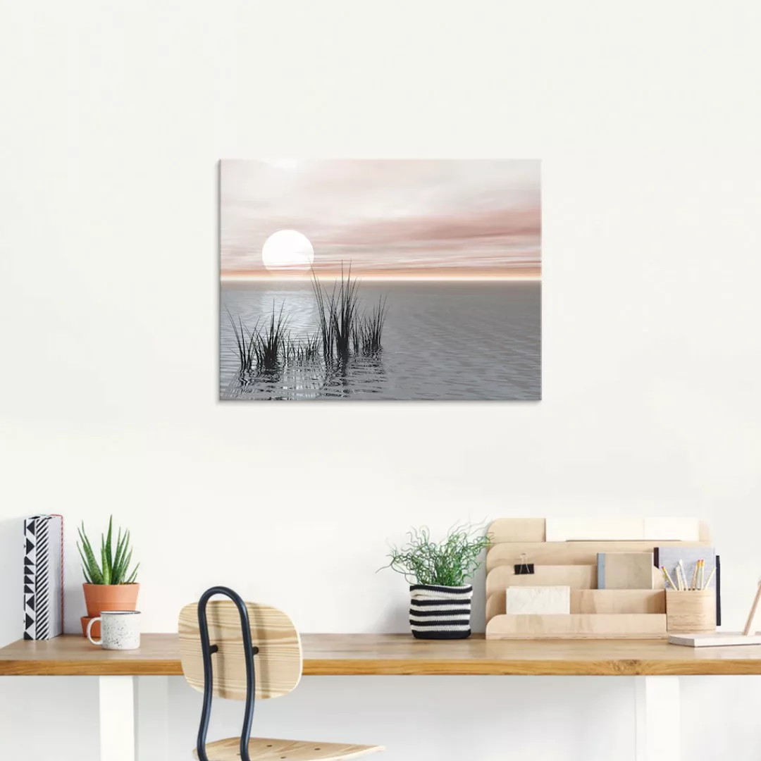 Artland Glasbild "Sonnenuntergang mit Schilf", Sonnenaufgang & -untergang, günstig online kaufen