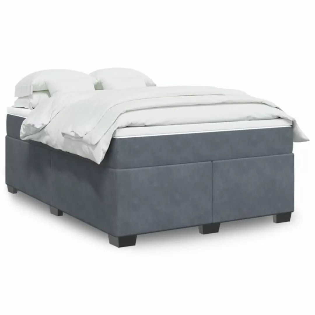 vidaXL Boxspringbett, Boxspringbett mit Matratze Dunkelgrau 140x190 cm Samt günstig online kaufen