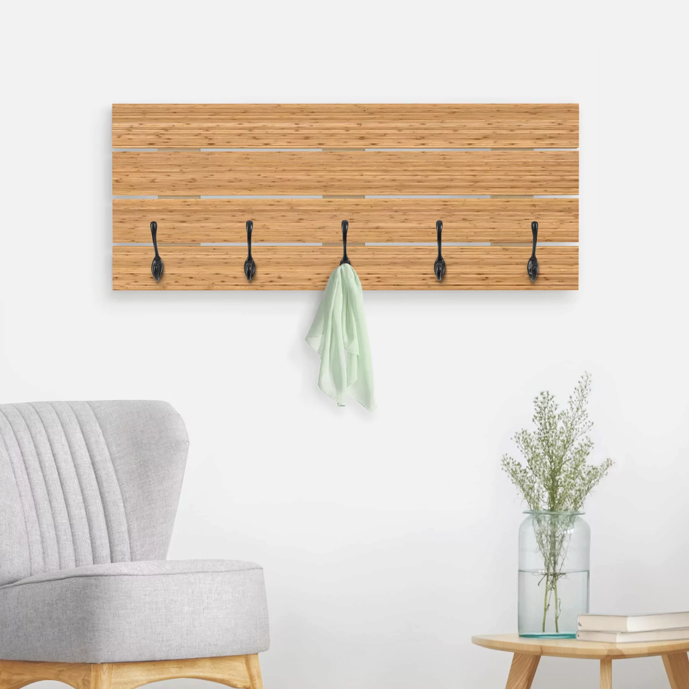 Wandgarderobe Holzpalette Holzoptik Bambus günstig online kaufen