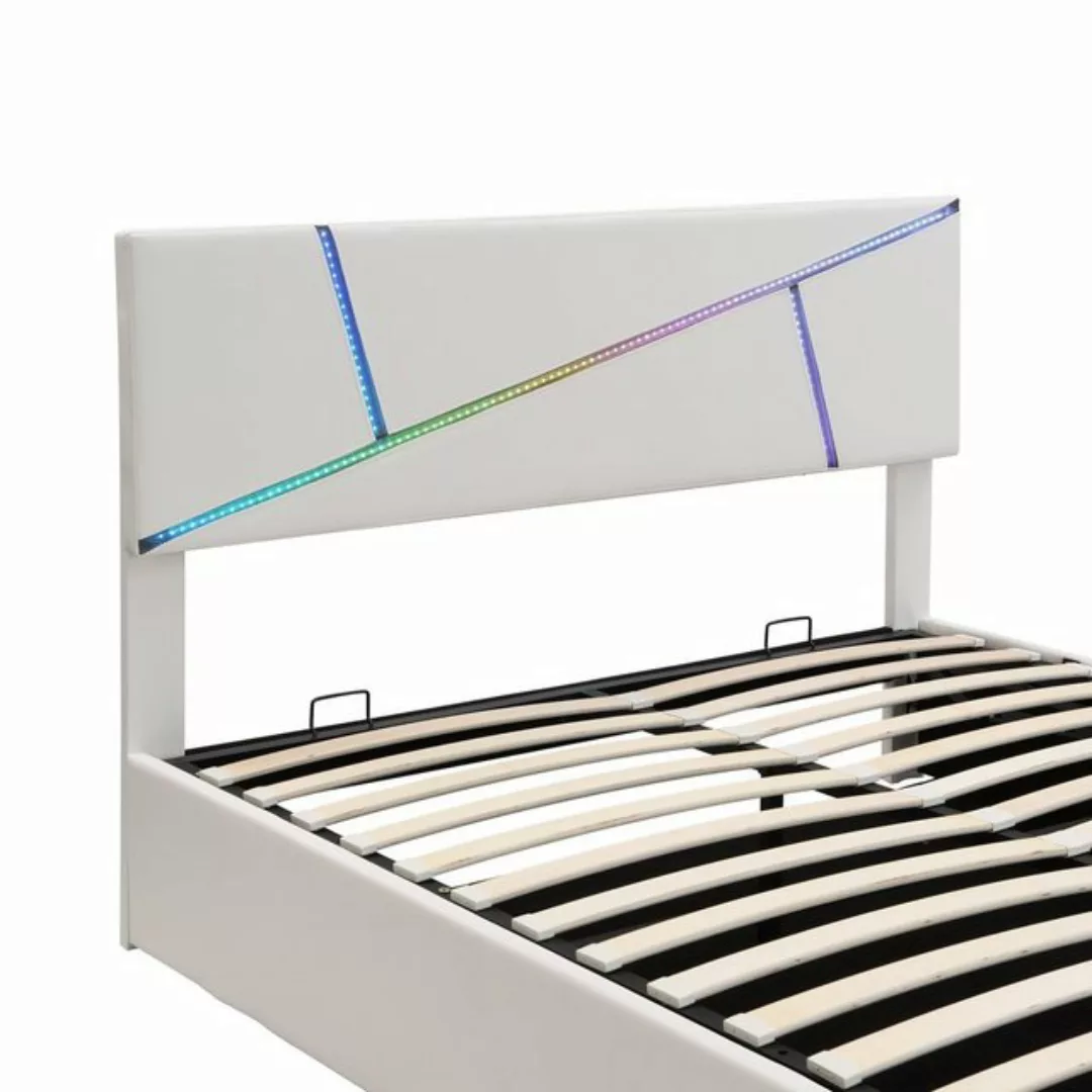 OKWISH Polsterbett Bequemes (mit LED-Lichtleisten,180*200 cm, Doppelbett mi günstig online kaufen