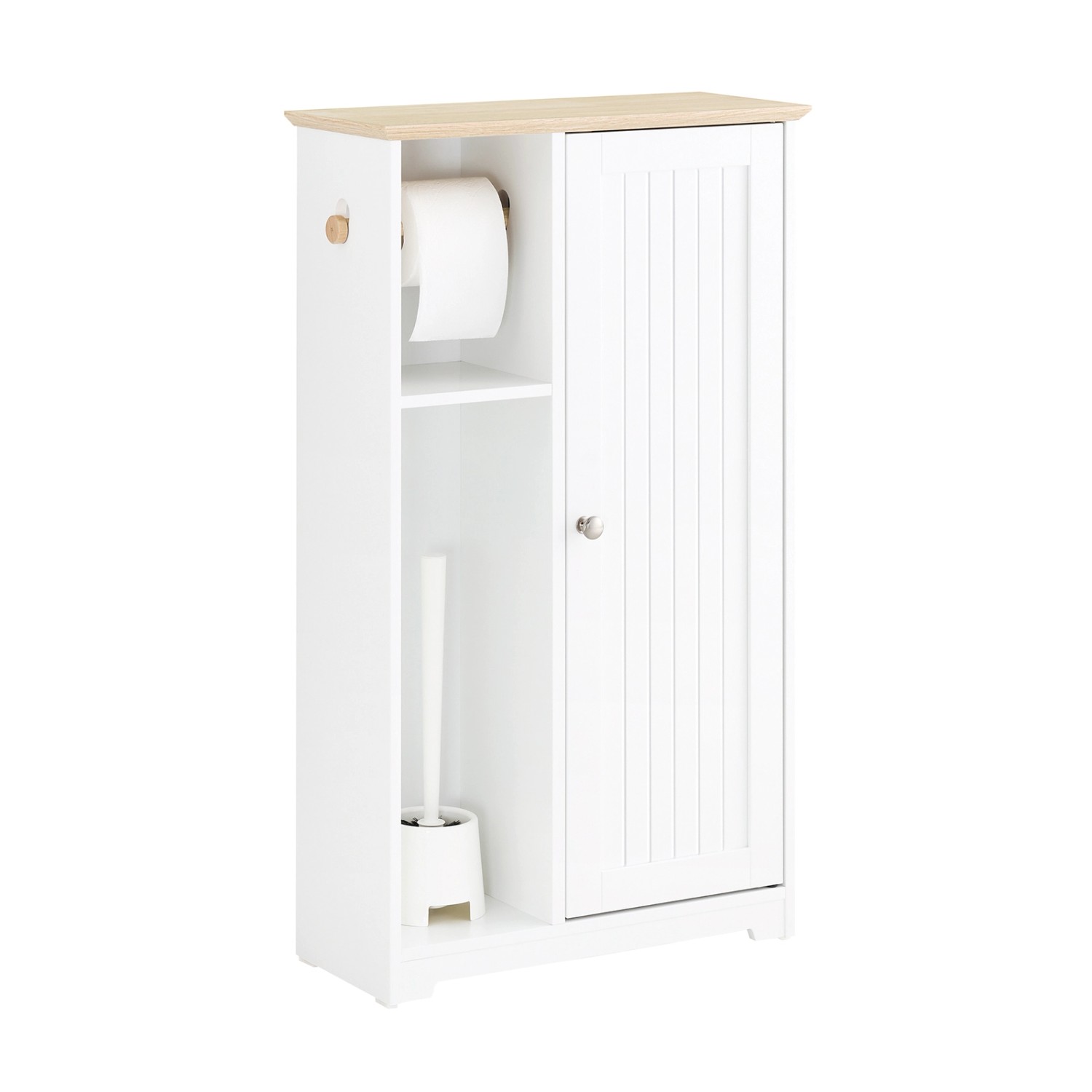 SoBuy Badkommode mit Toilettenrollenhalter Sideboard Flurschrank Weiß BZR18 günstig online kaufen