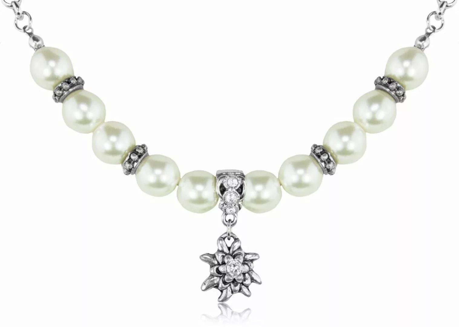 LUISIA® Perlenkette Halbperlenkette "Juliana" mit Edelweißanhänger günstig online kaufen