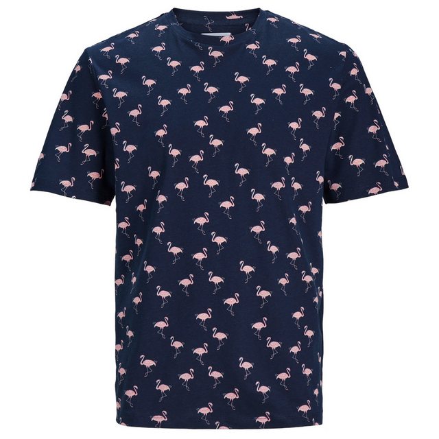 Jack & Jones Rundhalsshirt Große Größen Herren T-Shirt navy Flamingoprint J günstig online kaufen