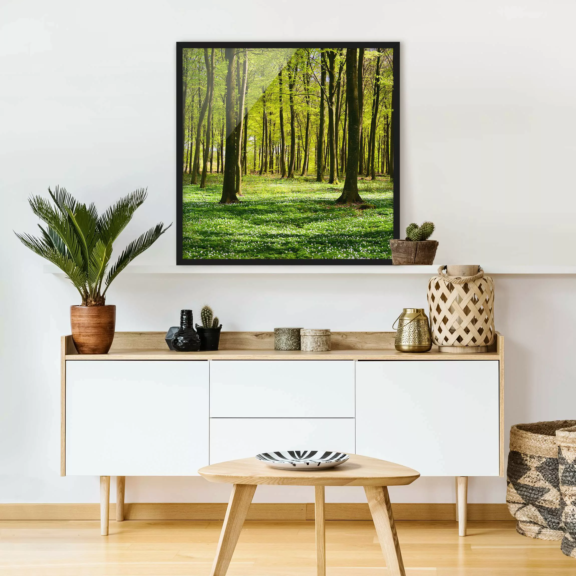Bild mit Rahmen Natur & Landschaft - Quadrat Waldwiese günstig online kaufen