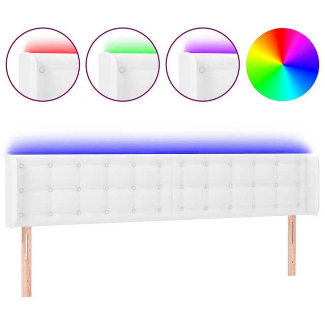 vidaXL Bett, LED Kopfteil Weiß 203x16x78/88 cm Kunstleder günstig online kaufen