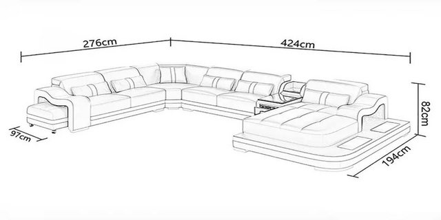 Xlmoebel Ecksofa Sofa in U-Form mit Couchtisch und Hocker, gepolsterte Wohn günstig online kaufen