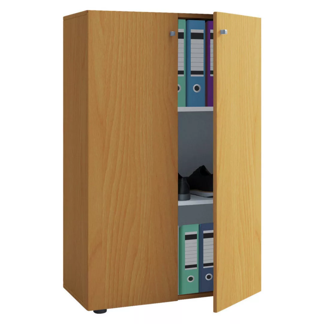 Büroschrank Lona XL buche Nachbildung weiß B/H/T: ca. 70x110x39 cm günstig online kaufen