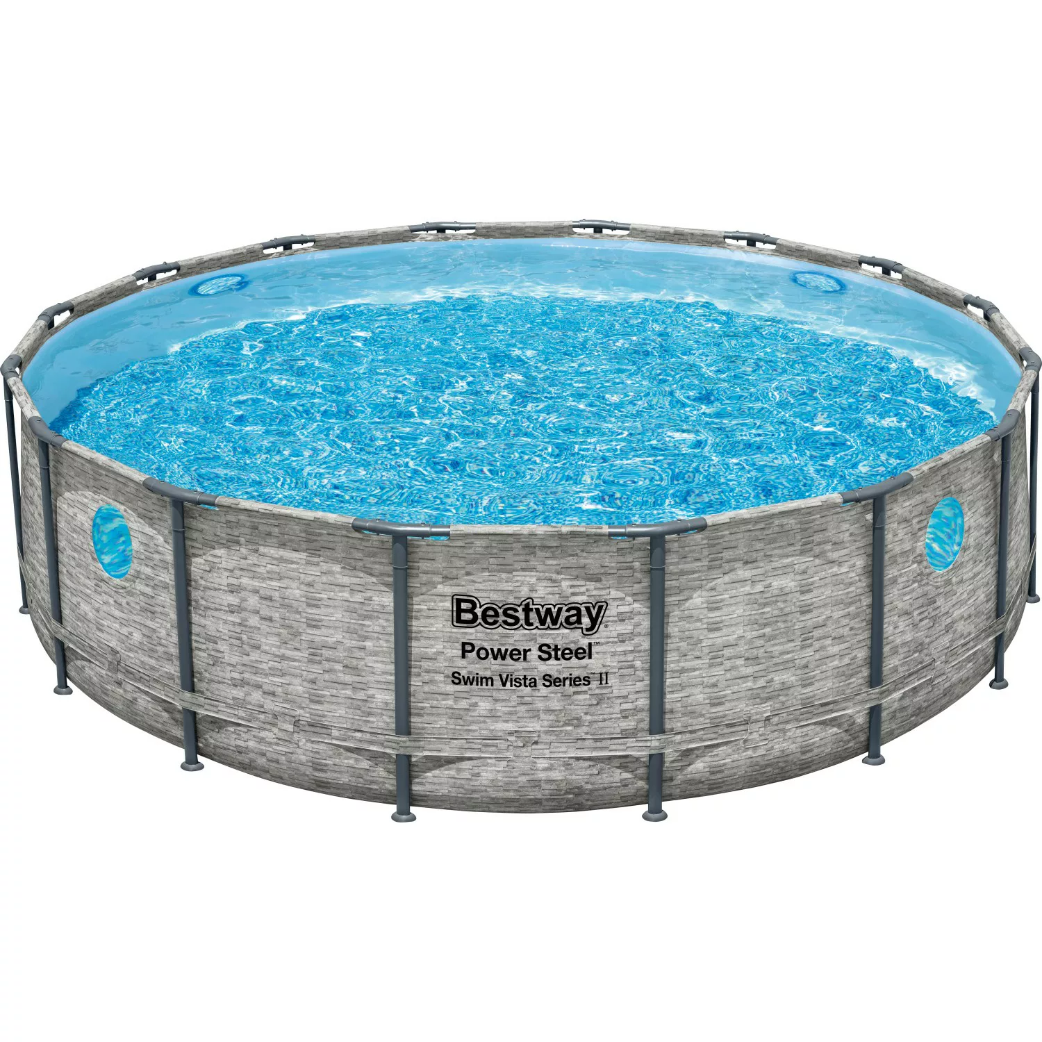 Bestway Stahlrahmenpool Set Power Steel Swim Vista Ø 488 cm x 122 cm Rund G günstig online kaufen