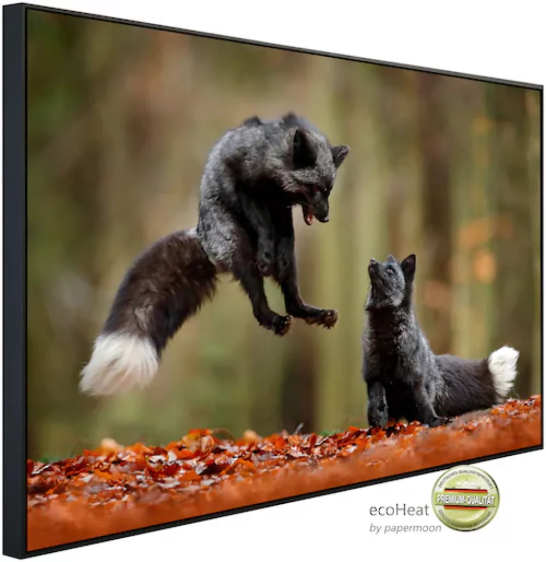 Papermoon Infrarotheizung »Schwarze Füchse im Wald«, sehr angenehme Strahlu günstig online kaufen