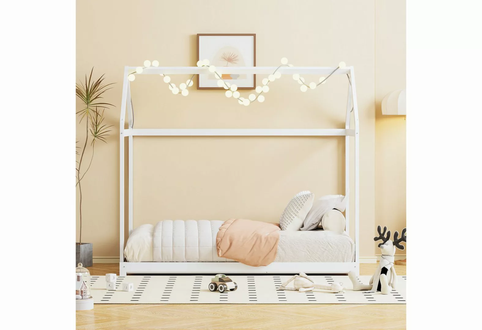 IDEASY Kinderbett Kinderbett, Holzbettgestell, weiß, Hausform, 90/180 x 190 günstig online kaufen