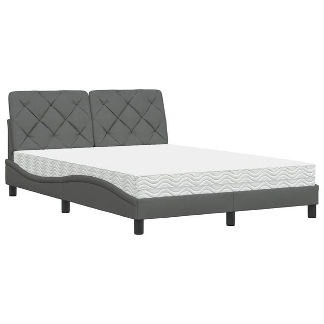 vidaXL Bett Bett mit Matratze Dunkelgrau 140x200 cm Stoff günstig online kaufen