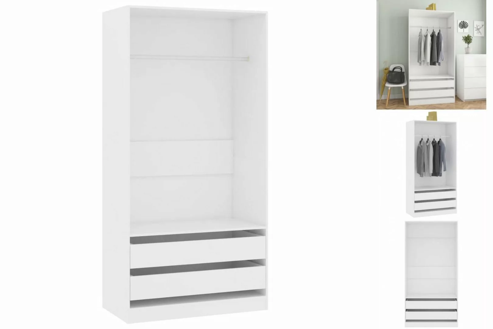 vidaXL Kleiderschrank Kleiderschrank Weiß 10050200 cm Spanplatte günstig online kaufen