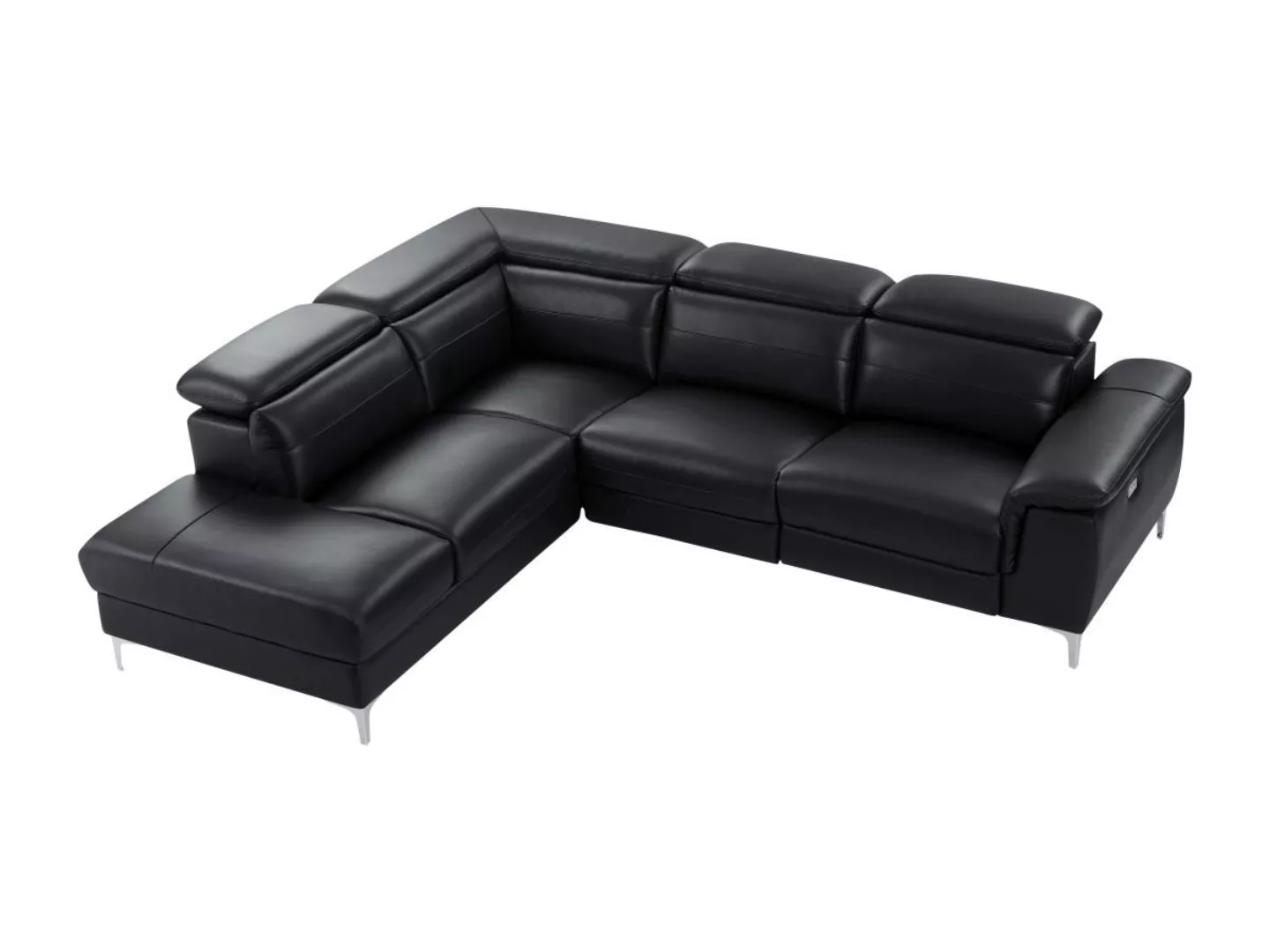 Eckrelaxsofa elektrisch - Ecke links - Leder - Schwarz - FUSINO günstig online kaufen