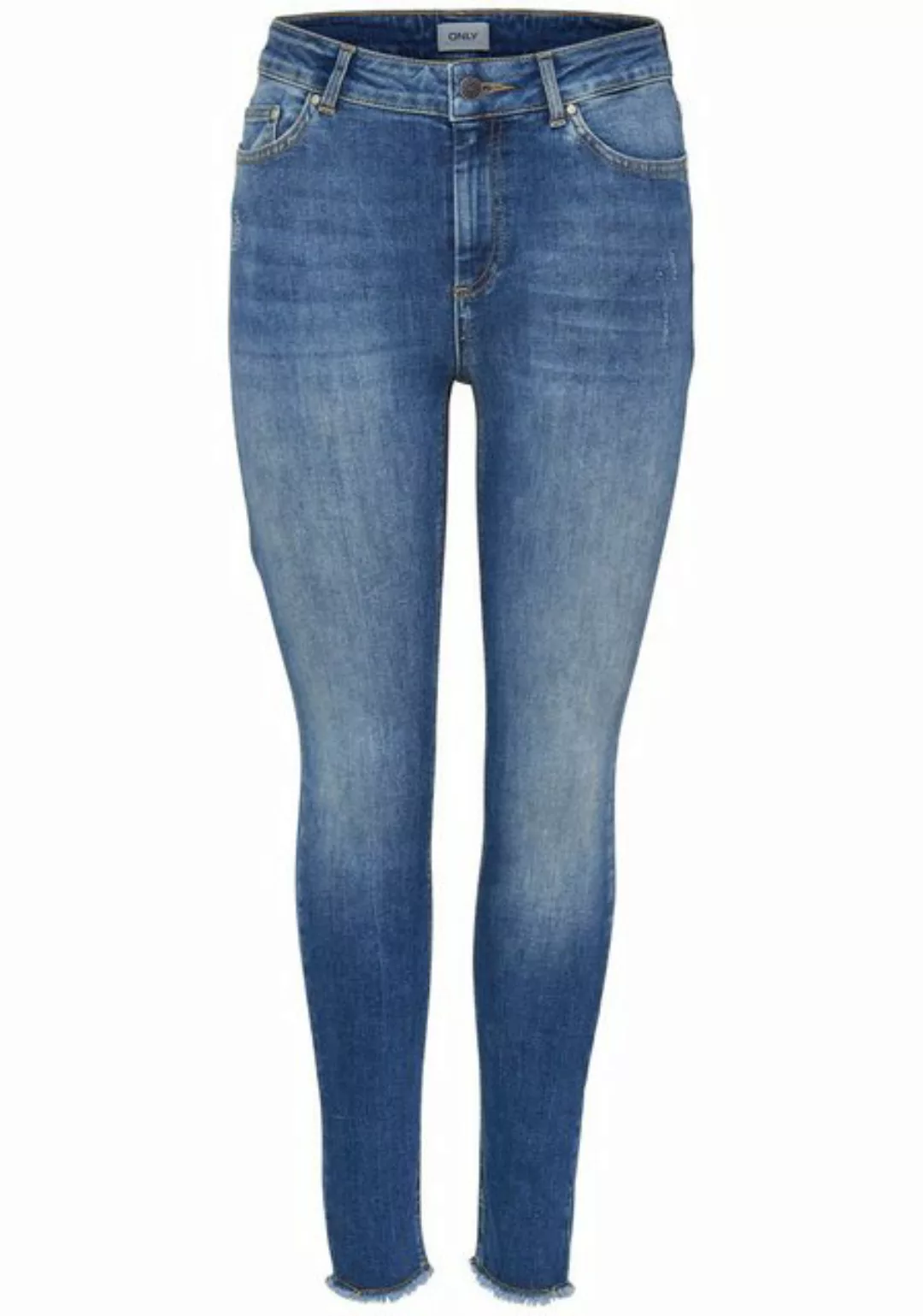 Only Damen Jeans onlBLUSH MID ANK RAW JEANS REA1303 - Skinny Fit - Blau - D günstig online kaufen