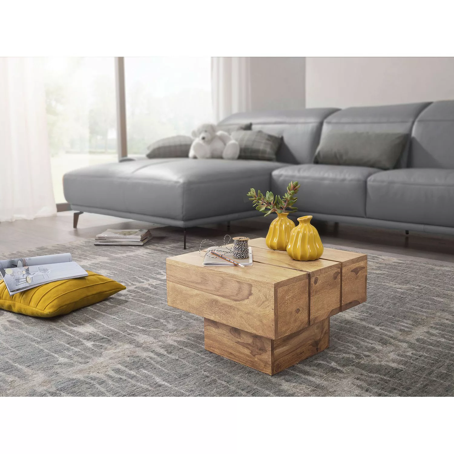 Beistelltisch LUCCA Massivholz Akazie Wohnzimmertisch 44 x 44 x 30 cm Couch günstig online kaufen