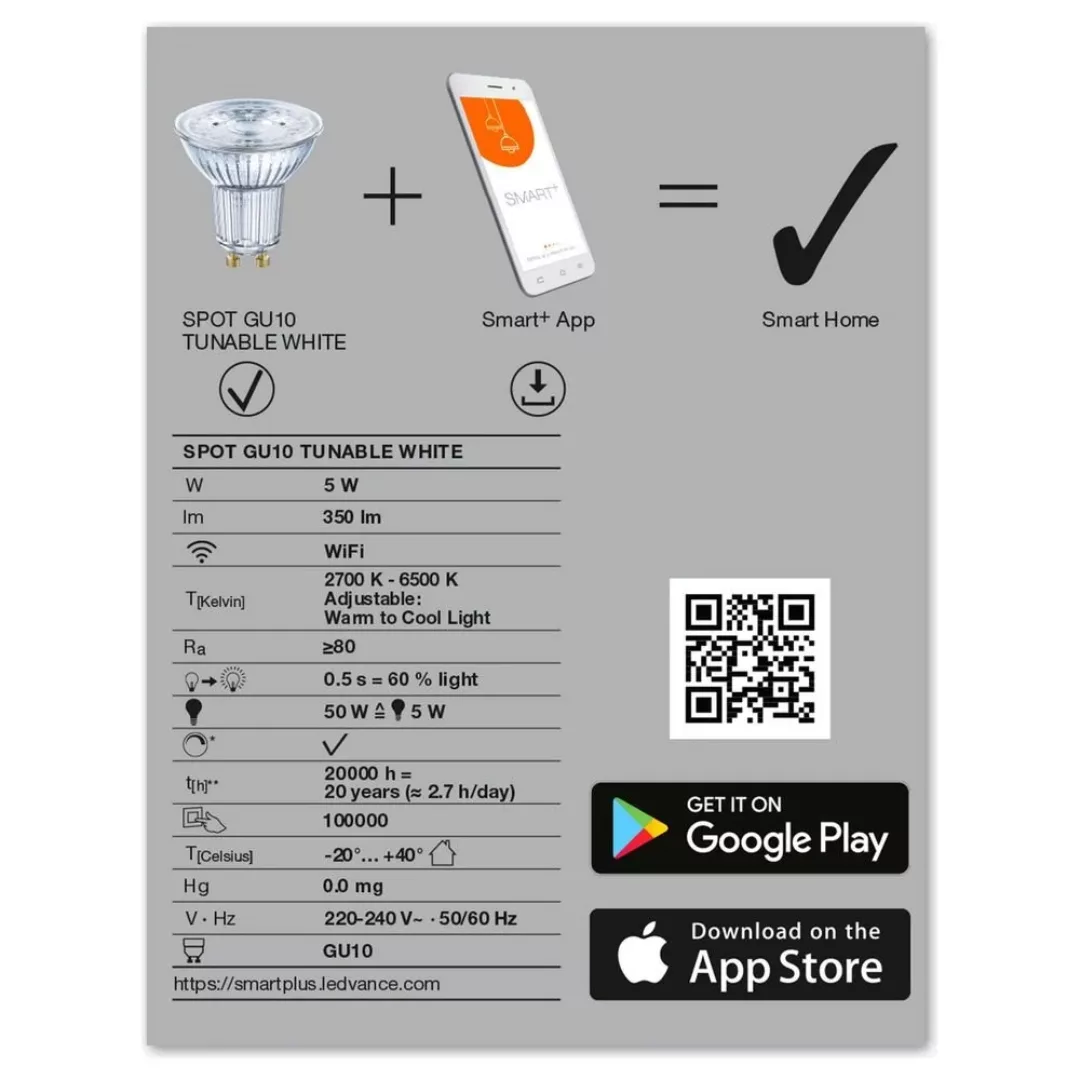 LEDVANCE SMART+ WiFi GU10-Reflektor 4,9W 45° CCT günstig online kaufen