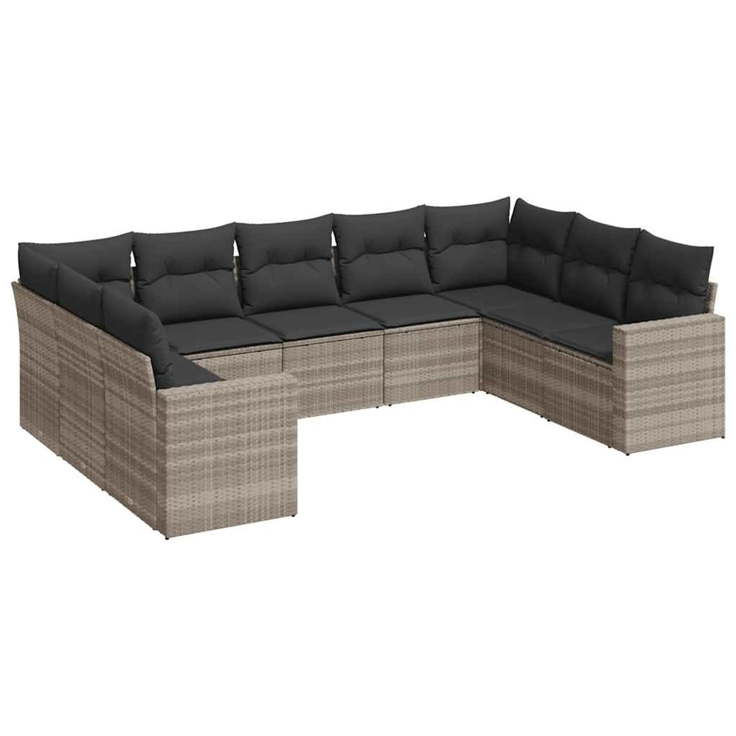 vidaXL 9-Tlg Garten-Sofagarnitur mit Kissen Hellgrau Poly Rattan 3219392 günstig online kaufen