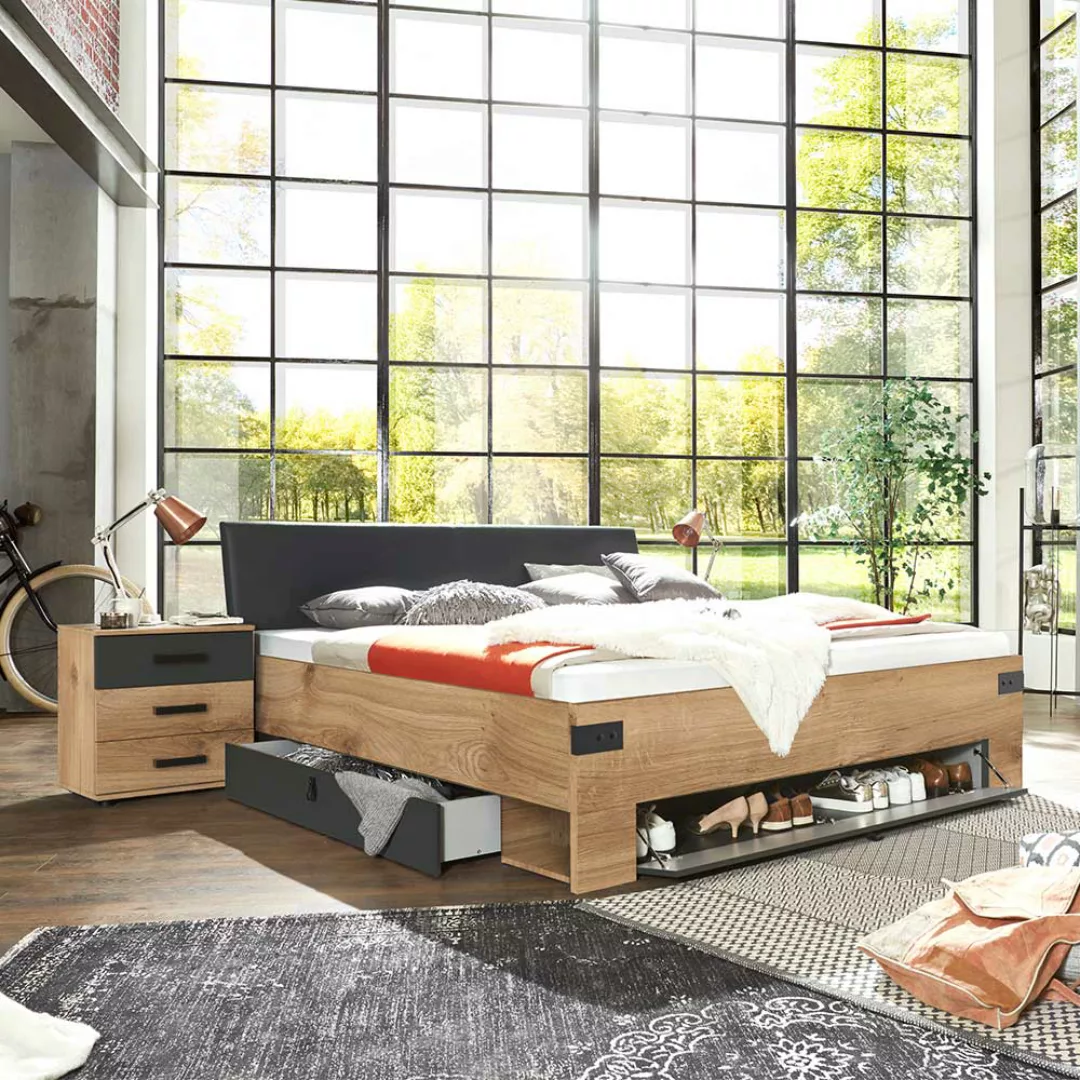 Schubladenbett im Industry und Loft Stil Made in Germany günstig online kaufen