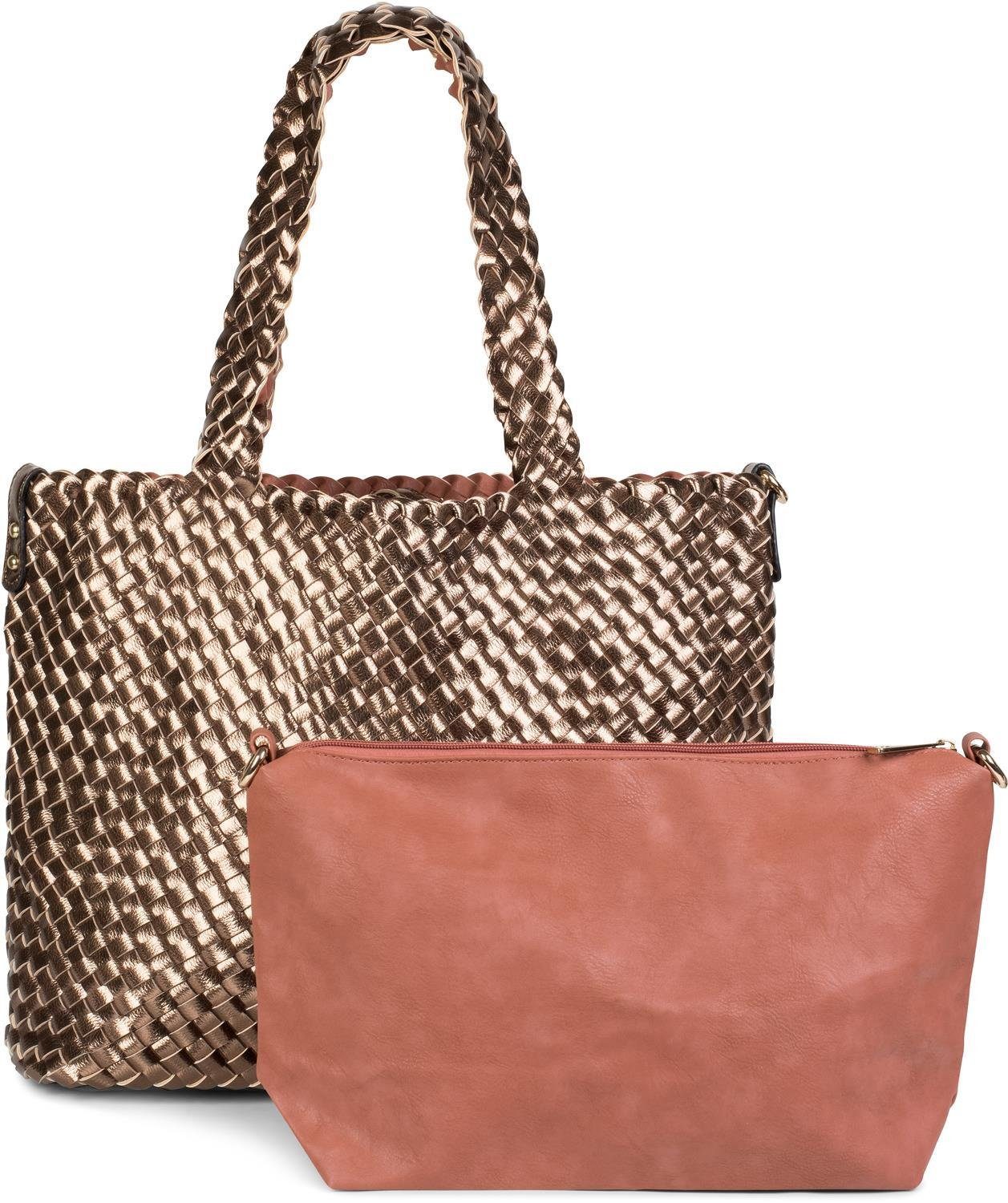 styleBREAKER Schultertasche Große XXL Wendetasche geflochten günstig online kaufen