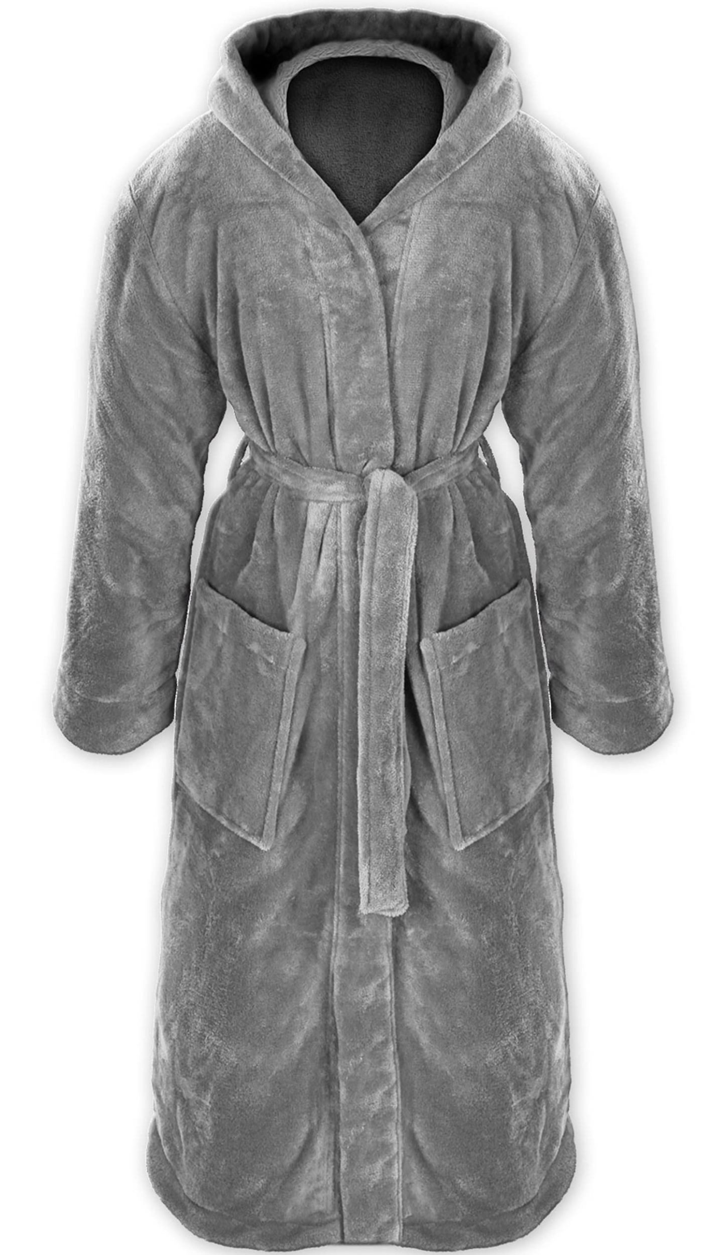 Gräfenstayn Unisex-Bademantel Bademantel Kapuze Flanell Fleece, günstig online kaufen