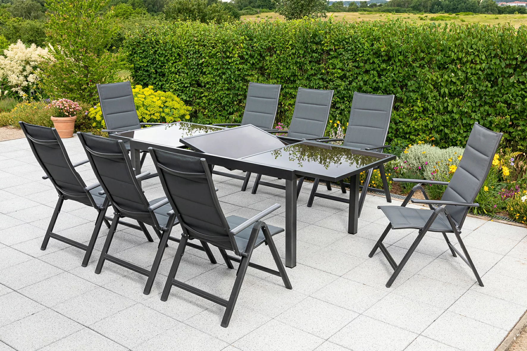 MERXX Garten-Essgruppe "Taviano", (Set, 9 tlg.), 8 Klappsessel, 5-fach vers günstig online kaufen