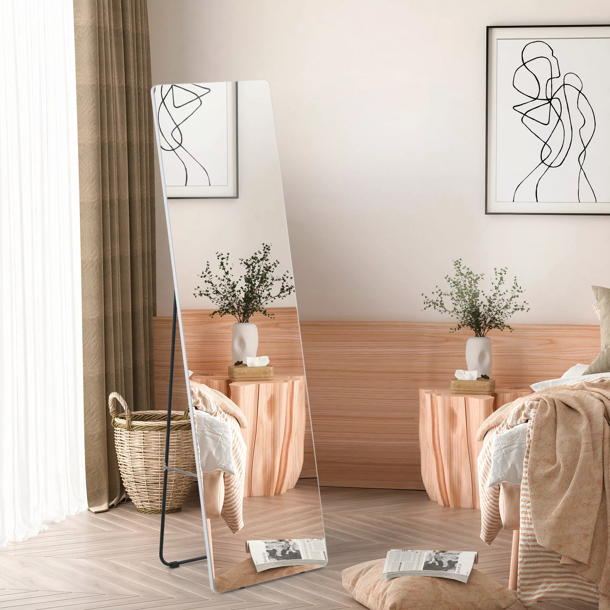 HOMCOM Ganzkörperspiegel mit Ständer  Standspiegel, 45 x 160 cm, Wandspiege günstig online kaufen