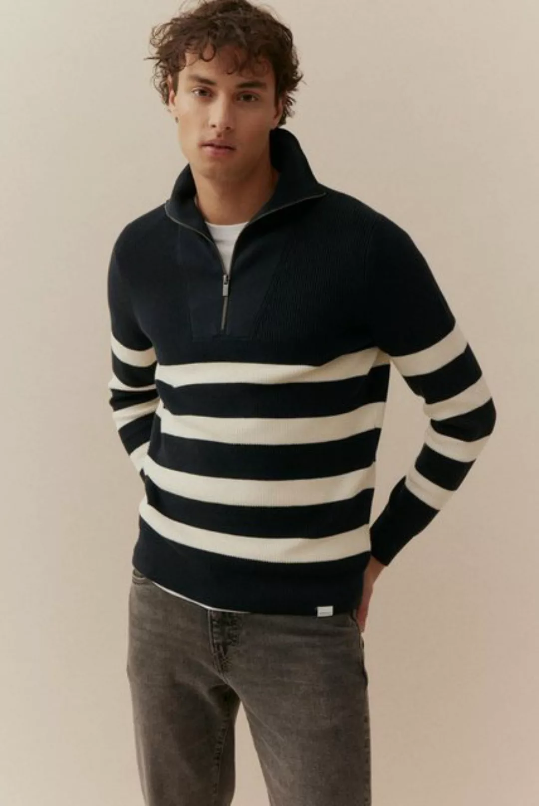 BASEFIELD Strickpullover Zip Troyer Pullover günstig online kaufen