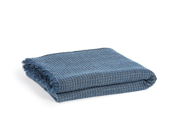 Sparset Plaid / Kuscheldecke Selene blau + Kissen günstig online kaufen