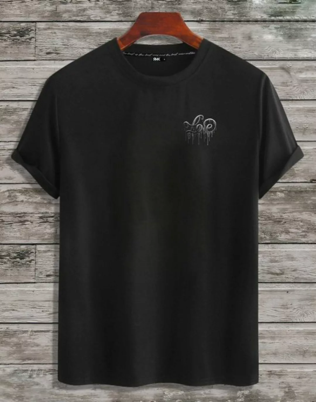 RMK T-Shirt Herren Shirt kurzarm Rundhals Basic Liebe mit "Love" Print aus günstig online kaufen