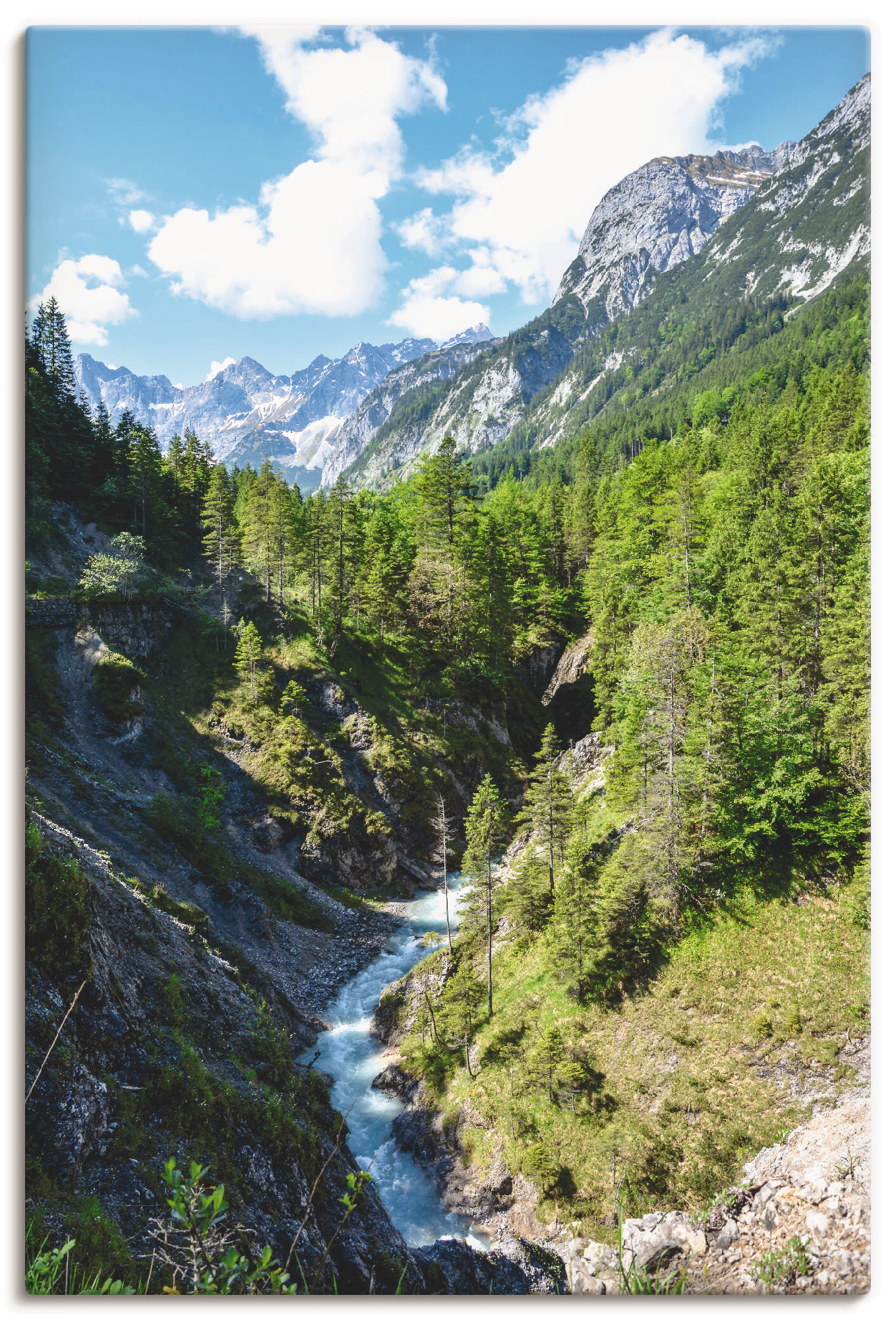 Artland Wandbild "Fluss schlängelt sich durch Tal", Berge, (1 St.), als Lei günstig online kaufen