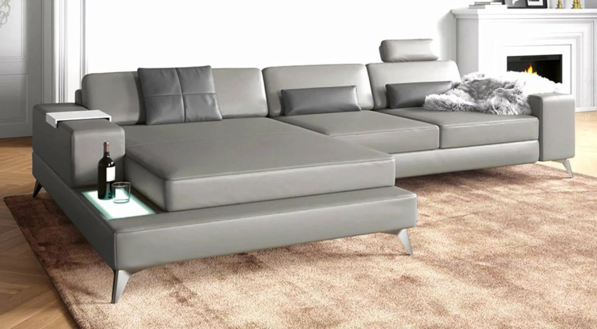 BULLHOFF Wohnlandschaft Wohnlandschaft Leder Ecksofa Designsofa Eckcouch L- günstig online kaufen