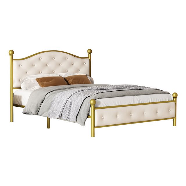 KoDise Metallbett 140x200 cm Doppelbett mit Kopfteil, Metallbett Bettrahmen günstig online kaufen