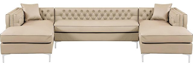 Xlmoebel Ecksofa Beige Ecksofa Wohnlandschaft Couch Eckgarnitur Chesterfiel günstig online kaufen