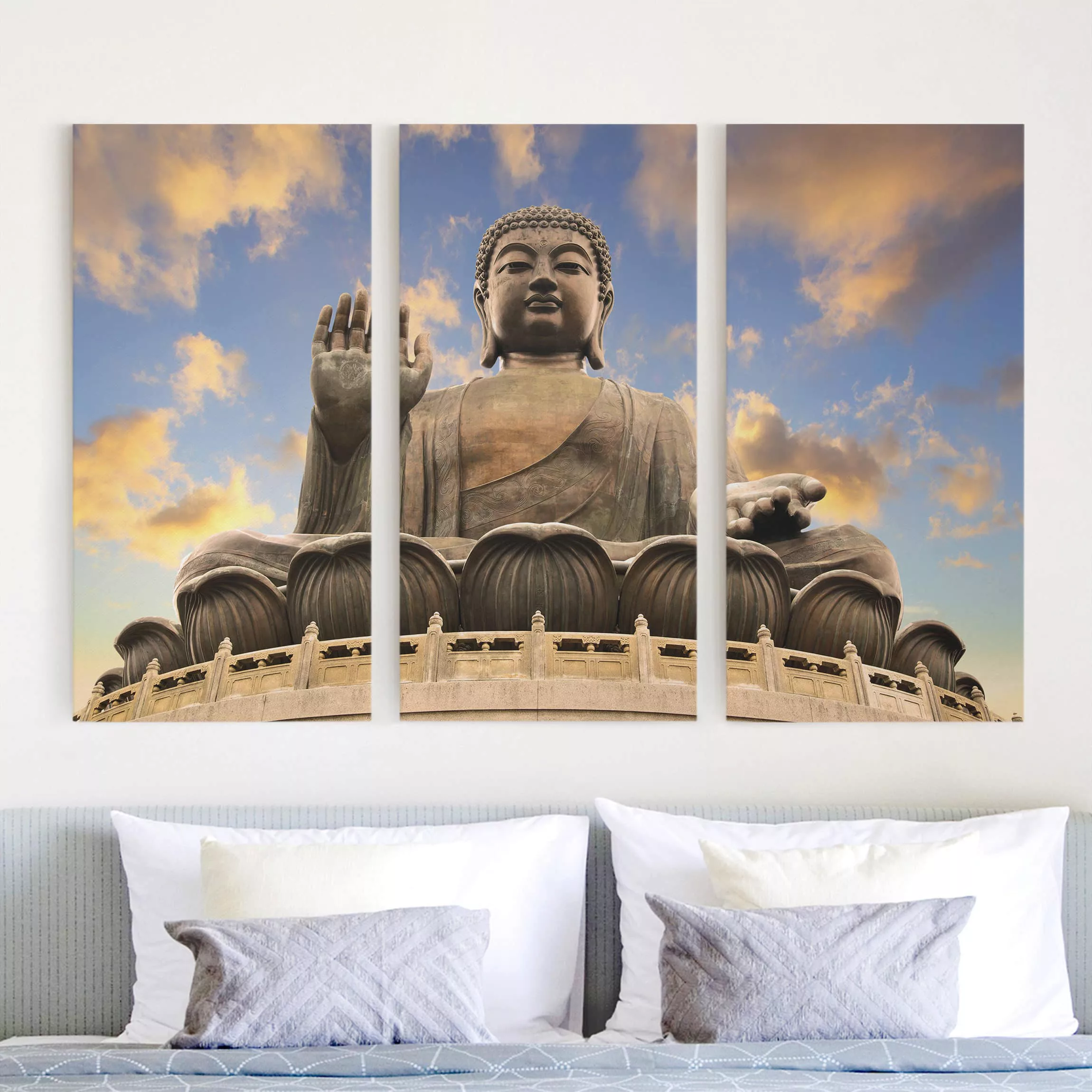 3-teiliges Leinwandbild Buddha - Querformat Großer Buddha günstig online kaufen