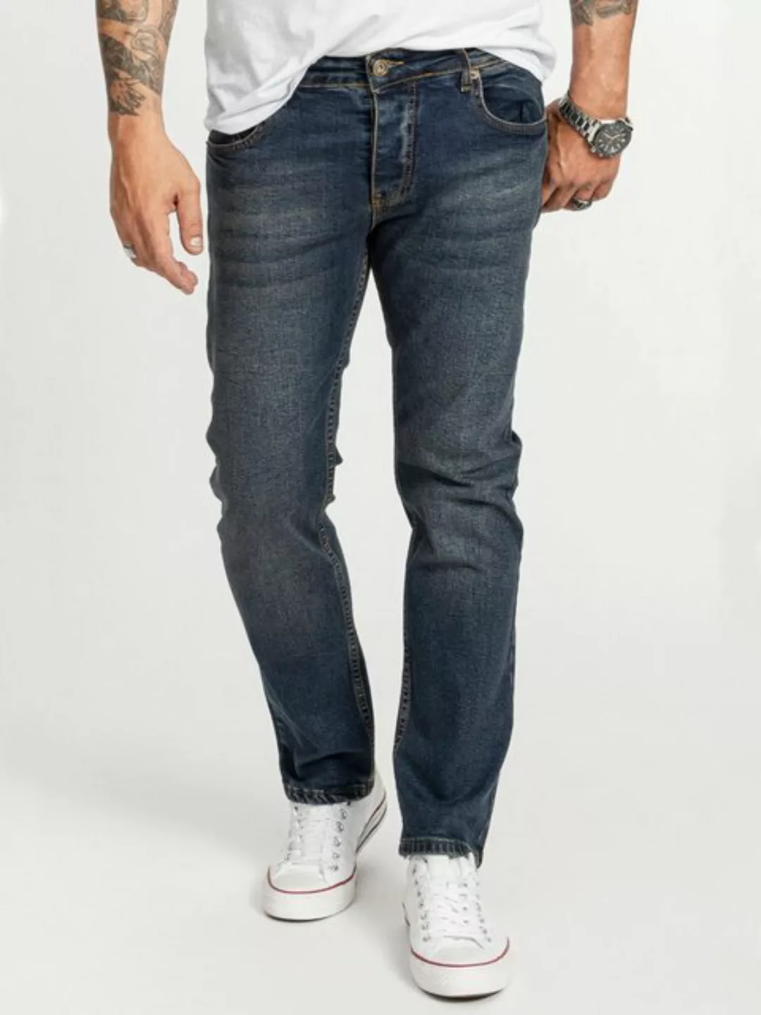 Rock Creek Regular-fit-Jeans Herren Jeans Stonewashed Dunkelblau RC-2400 günstig online kaufen