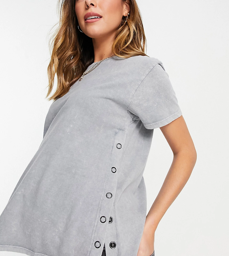 ASOS DESIGN Maternity – Still-T-Shirt in heller, anthrazitfarbener Waschung günstig online kaufen