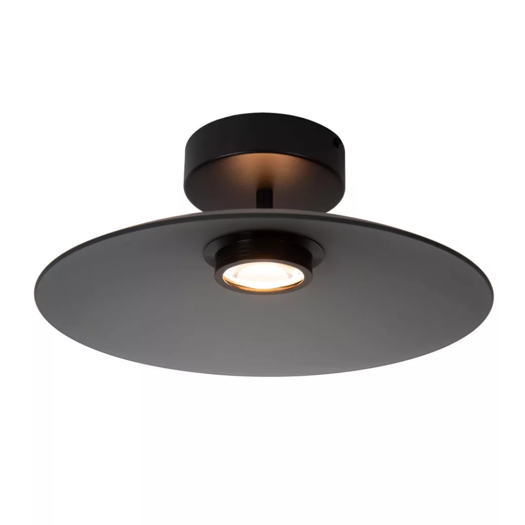 LED Deckenleuchte Menga in Rauchglas und Schwarz 11W 360lm günstig online kaufen