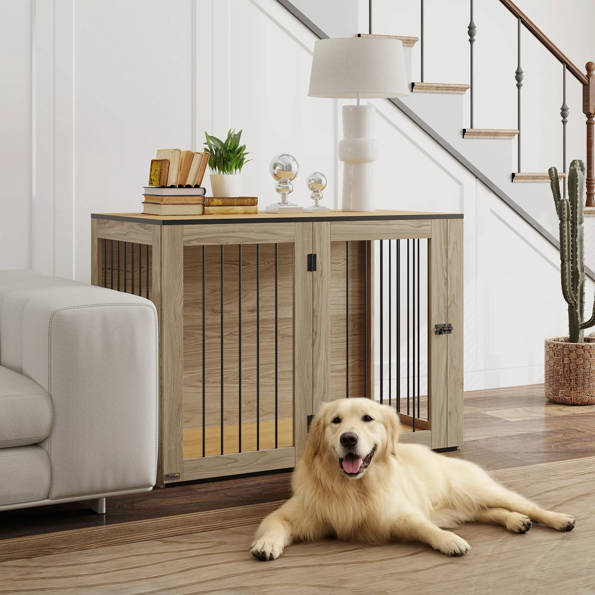 PawHut Hundekäfig Möbel, Hundebox mit Tür und Fenster, Beistelltisch für Zu günstig online kaufen