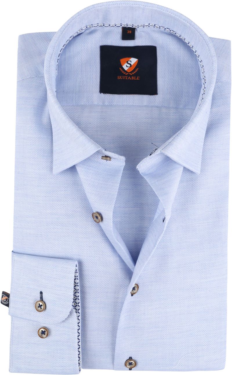 Suitable Hemd Melange Blau - Größe 38 günstig online kaufen