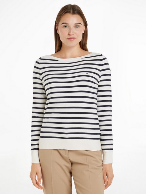 Tommy Hilfiger Strickpullover "CO JERSEY STITCH BOAT-NK SWEATER", mit Tommy günstig online kaufen