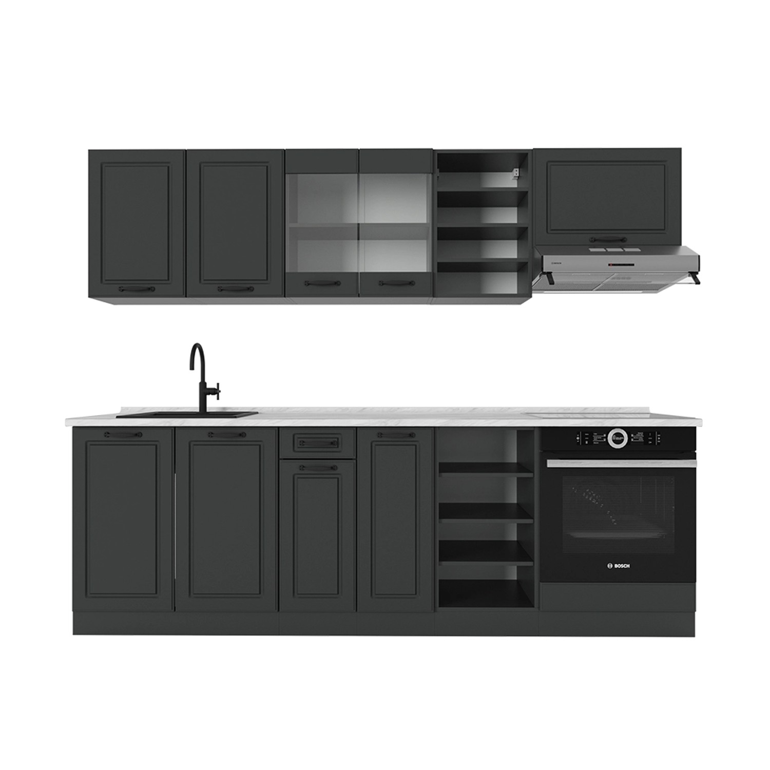 Vicco Küchenzeile R-Line, Anthrazit Landhaus/Anthrazit, 240 günstig online kaufen