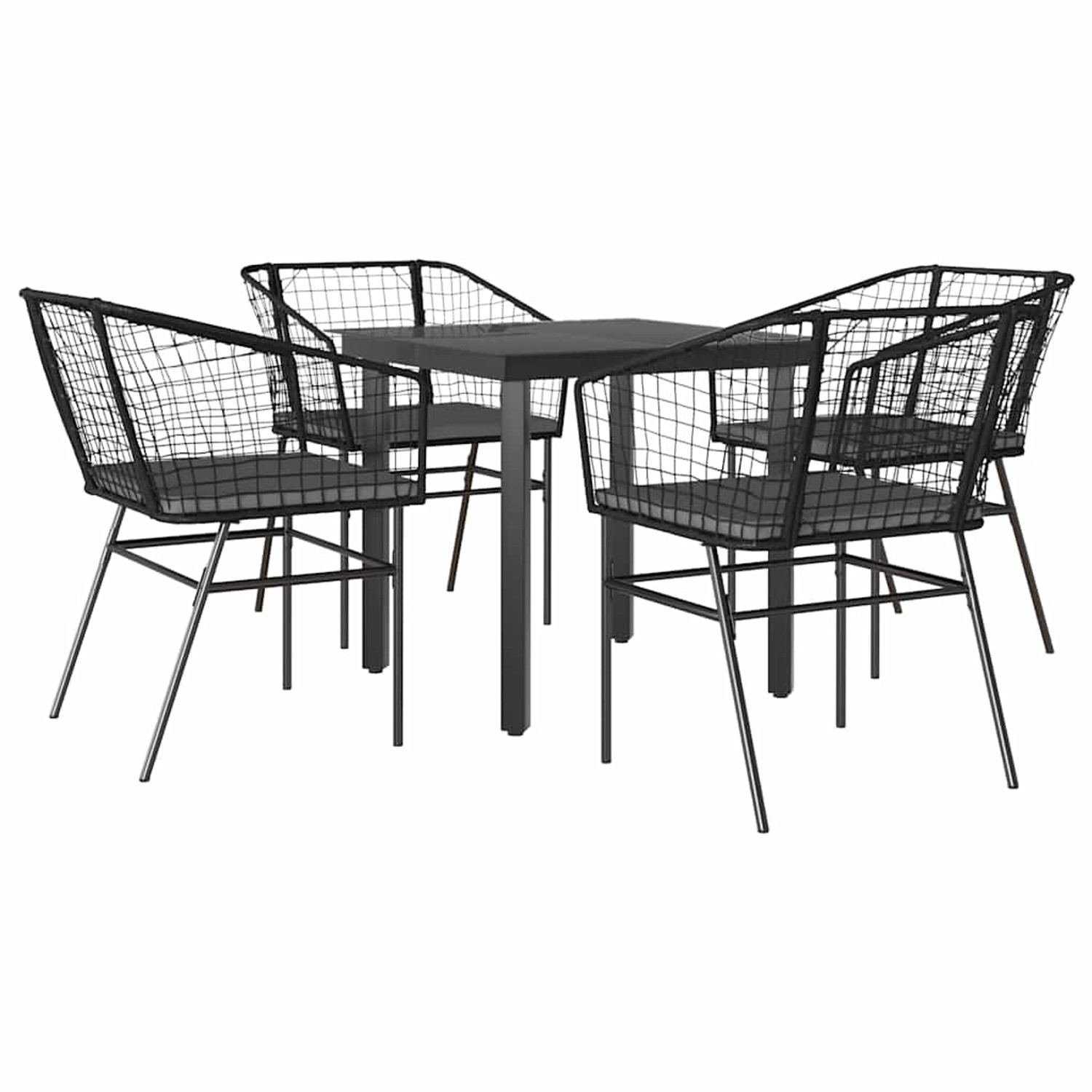 vidaXL 5-Tlg Garten-Essgruppe mit Kissen Schwarz Poly Rattan Glas 3334598 günstig online kaufen
