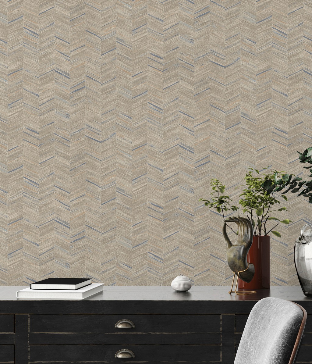 Bricoflor Chevron Tapete Beige Grau Fischgrät Vliestapete im Ethno Chic Ide günstig online kaufen