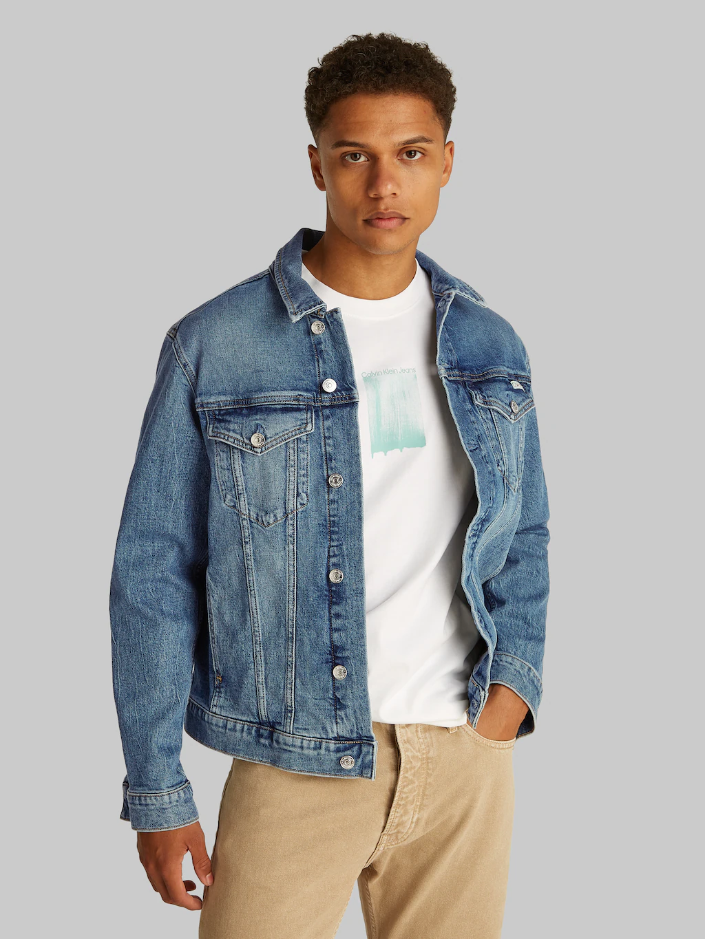 Calvin Klein Jeans Jeansjacke "SLIM DENIM JACKET", in dunkelblauer Waschung günstig online kaufen