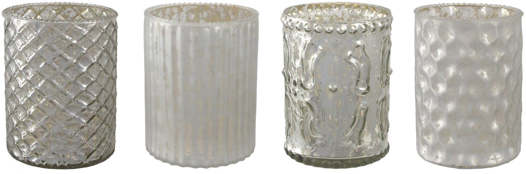 Creativ deco Windlicht, (4 St.), mit unterschiedlich strukturierten Oberflä günstig online kaufen