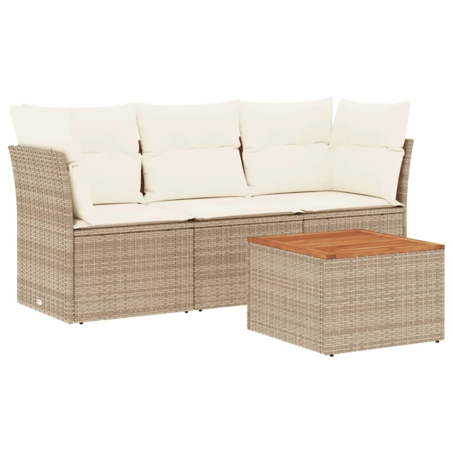 vidaXL 4-tlg Garten-Sofagarnitur mit Kissen Beige Poly Rattan Modell 58 günstig online kaufen