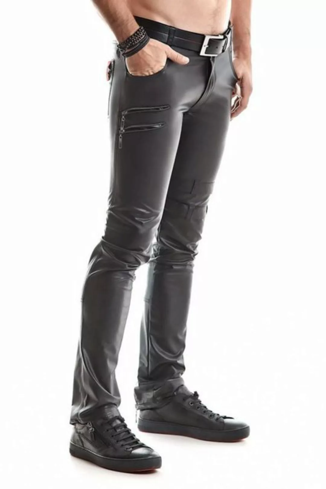 Regnes Fetish Planet Lederimitathose Herren lange Wetlook-Hose RMTommaso001 günstig online kaufen