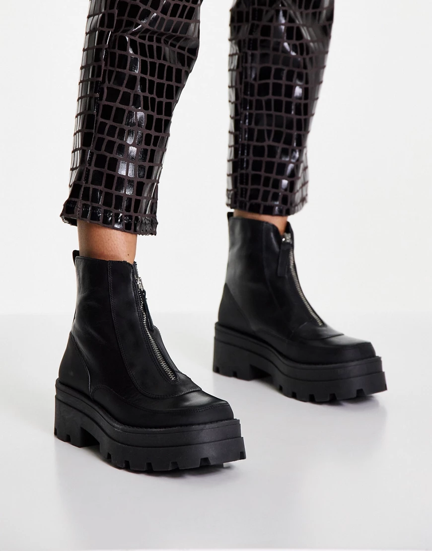 schuh – The Edit Pyper – Robuste Lederstiefel in Schwarz günstig online kaufen