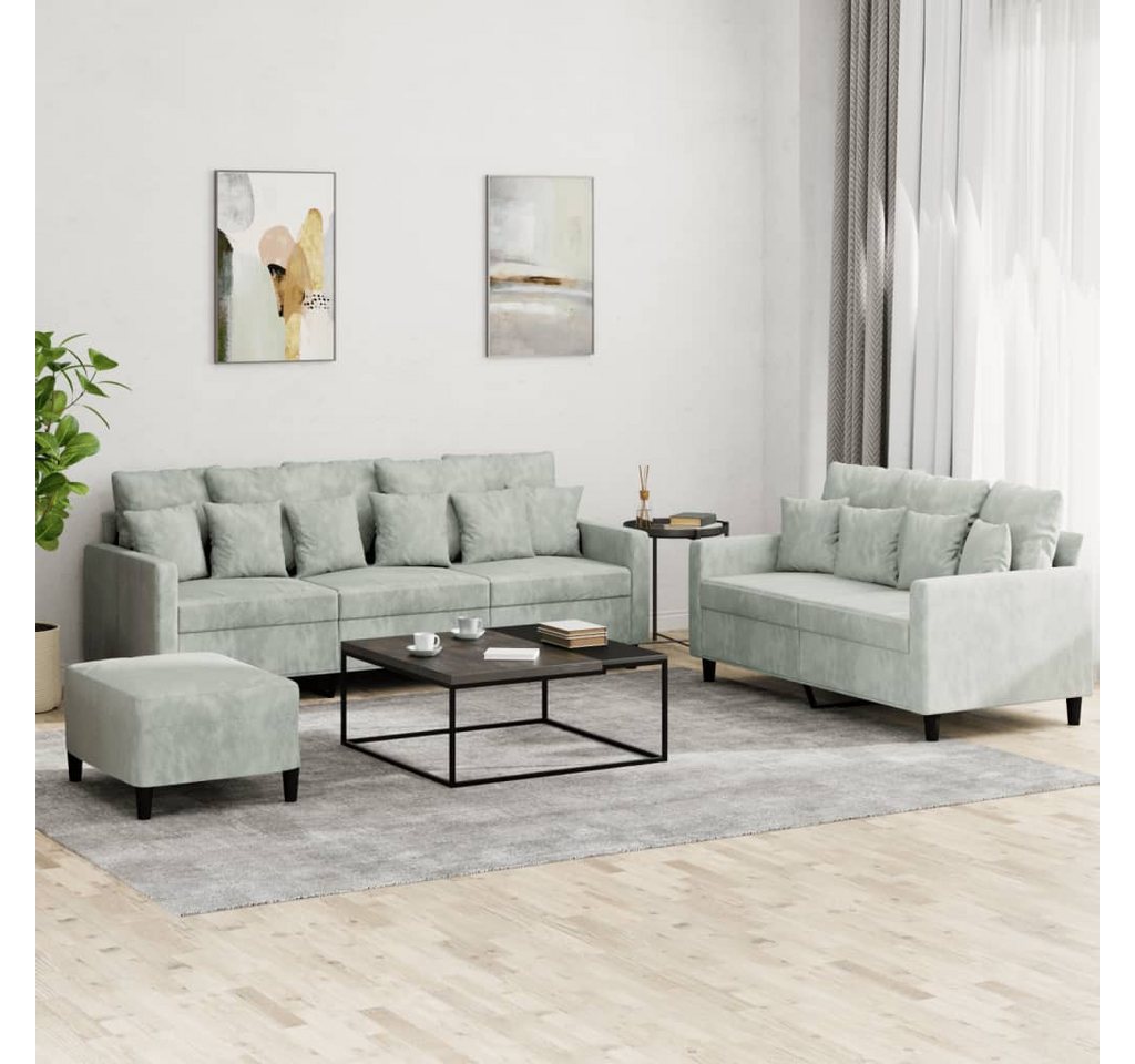 vidaXL Sofa Sofagarnitur Set mit Kissen Samt, 3-tlg., Dunkelgrau günstig online kaufen