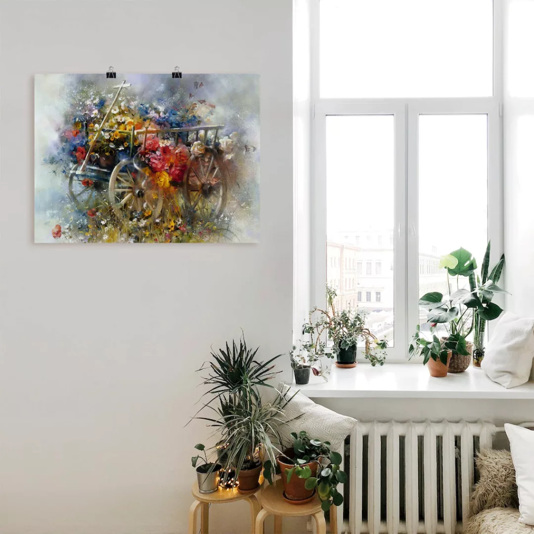 Artland Wandbild "Blumen Schubkarre", Garten, (1 St.), als Leinwandbild, Po günstig online kaufen